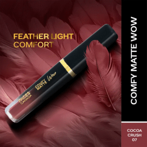 faces canada comfy matte wow liquid lipstick choco couture 01, 3.8 ml | one swipe application | highly pigmented | comfortable wear | glides smoothly | long lasting | transferproof